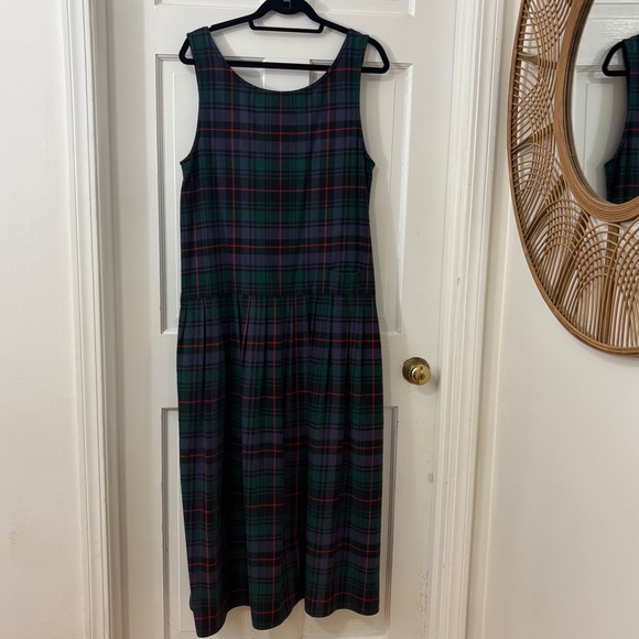 Britches Great Outdoors Dresses & Skirts - VTG Britches Maxi Plaid Flannel Dress Jumper M Button Back Modest Grunge Country